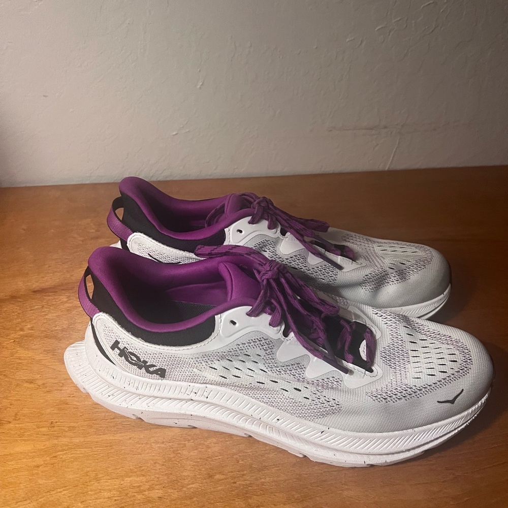 Hoka Women's White and Purple Running Shoes
